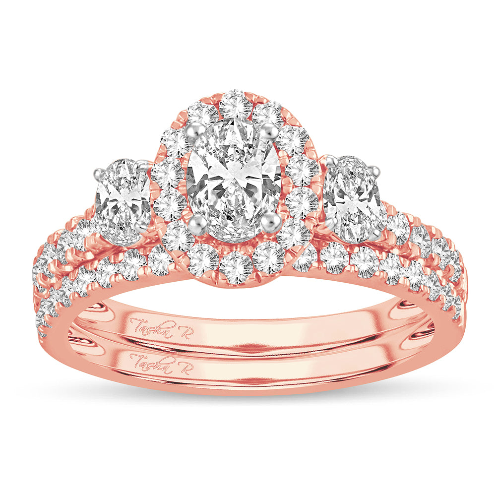 Romantic 14k Rose Gold Lab Diamond Bridal Ring 1.50CT