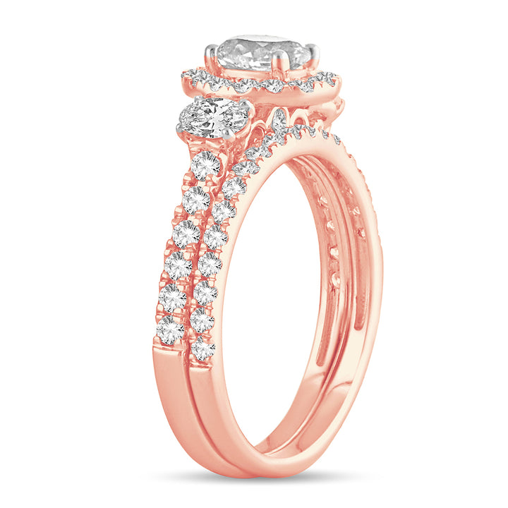 Romantic 14k Rose Gold Lab Diamond Bridal Ring 1.50CT