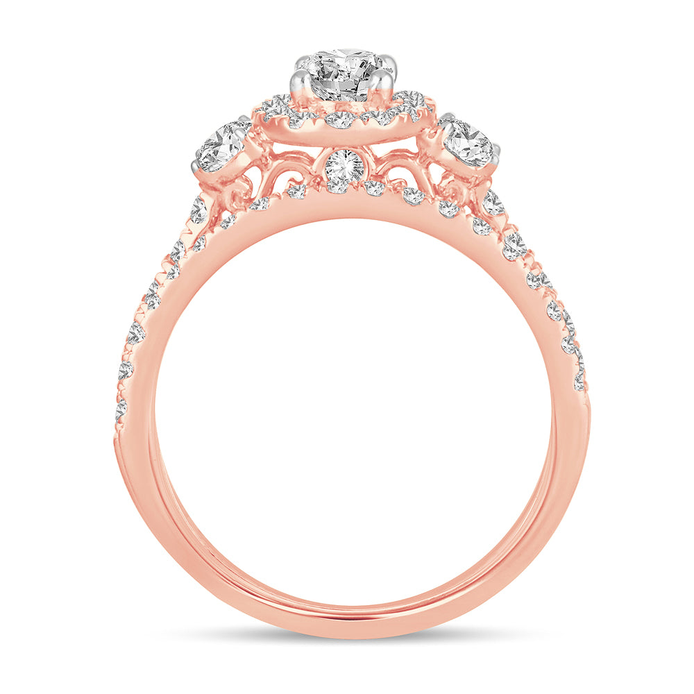 Romantic 14k Rose Gold Lab Diamond Bridal Ring 1.50CT
