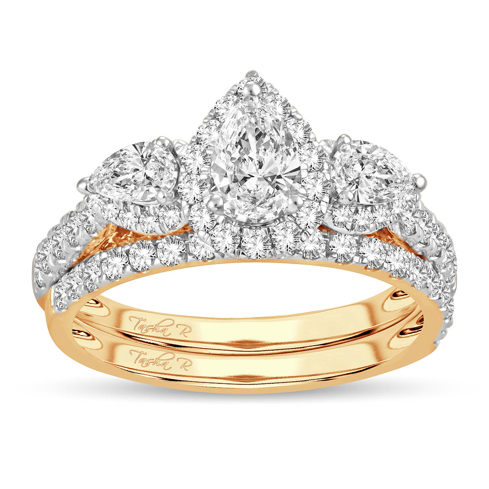 Classic 14K Yellow Gold 2.00CT Diamond Bridal Statement