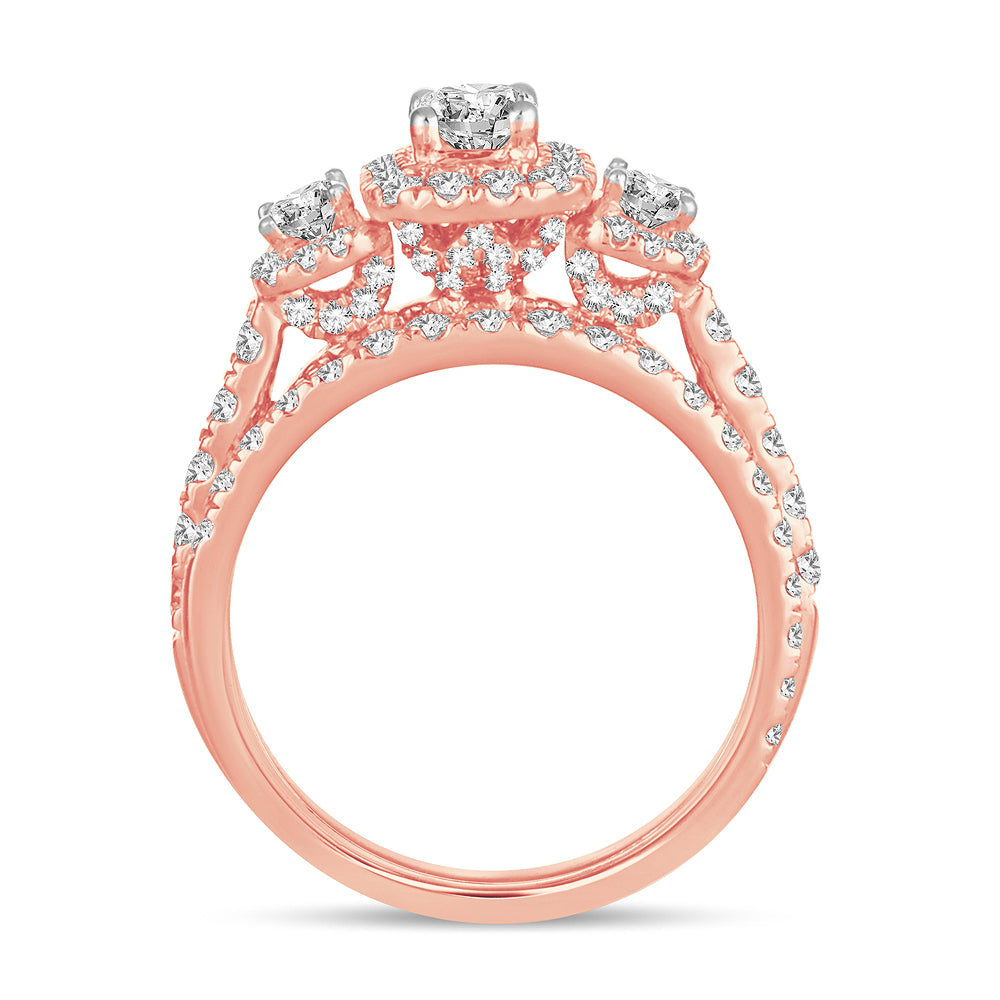 Romantic 14k Rose Gold Lab Diamond Engagement Ring 2CT