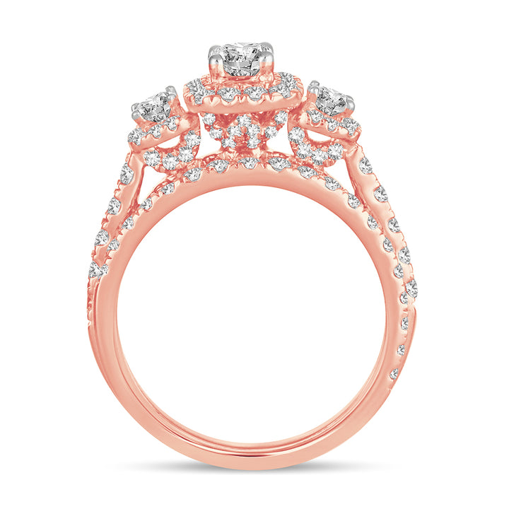 Romantic 14k Rose Gold Lab Diamond Engagement Ring 2CT