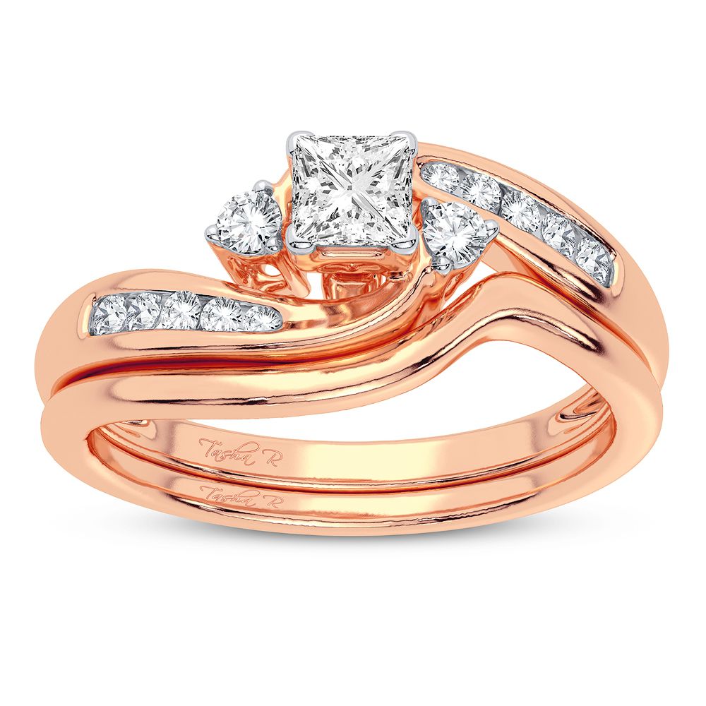 Romantic 10k Rose Gold Lab Diamond Bridal Ring (0.35CT)