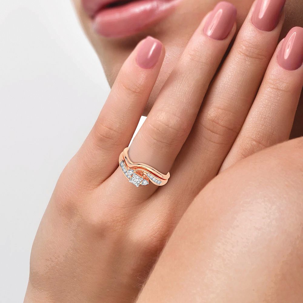 Romantic 10k Rose Gold Lab Diamond Bridal Ring (0.35CT)