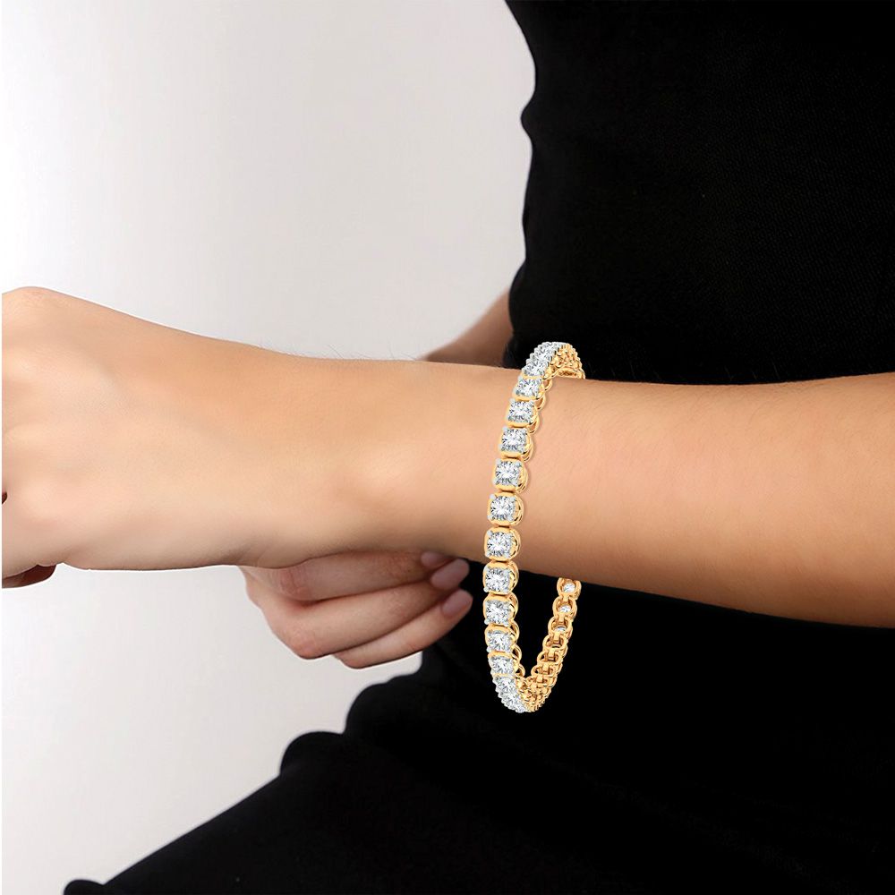 Luminous 14k Yellow Gold 4ct Lab Diamond Womens Tennis Bracelet