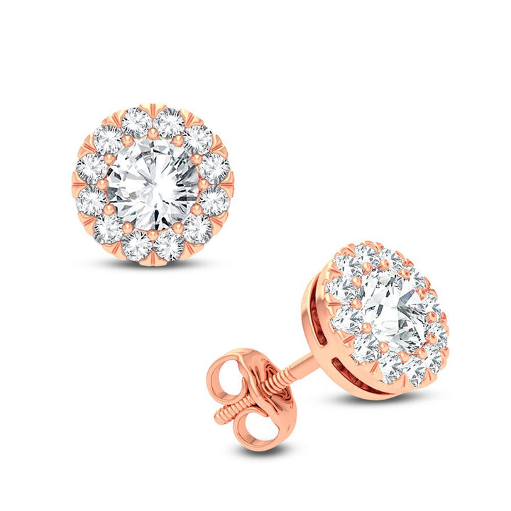 Romantic Rose Gold Lab Diamond Stud Earrings - 1.03CT Brilliance
