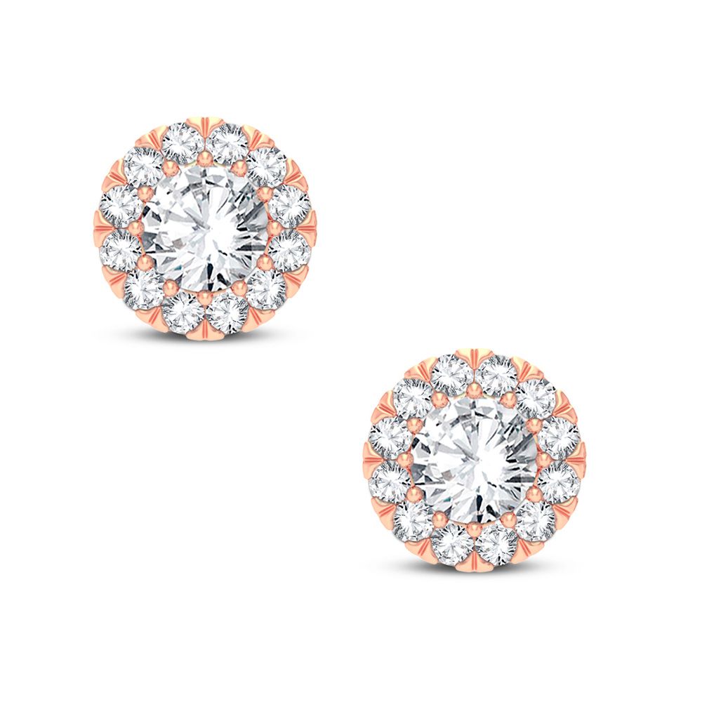 Romantic Rose Gold Lab Diamond Stud Earrings - 1.03CT Brilliance