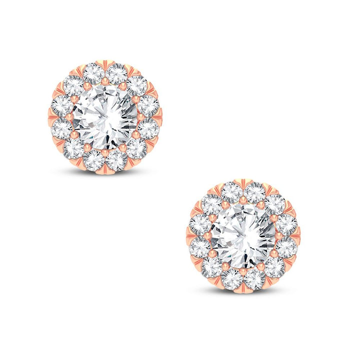 Romantic Rose Gold Lab Diamond Stud Earrings - 1.03CT Brilliance