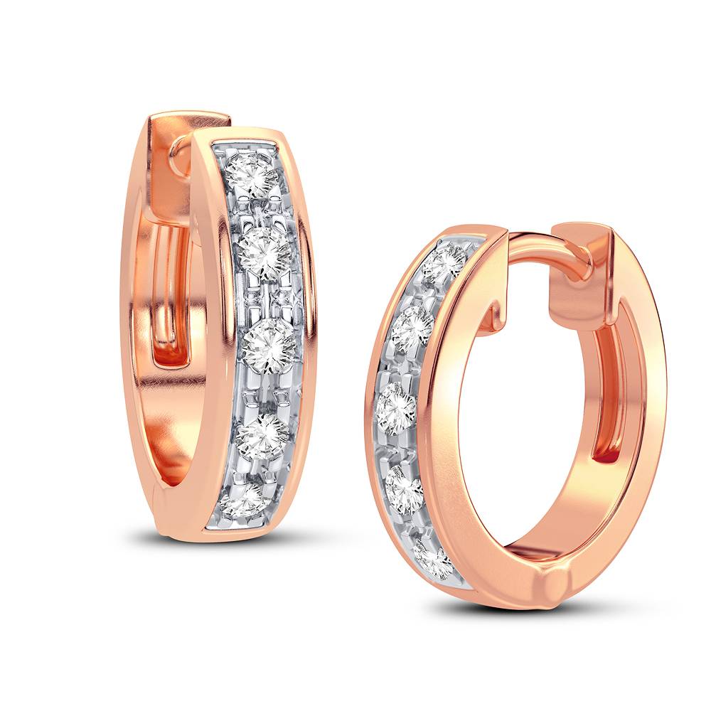 10k Rose Gold Lab Diamond Hoop Earrings for Women