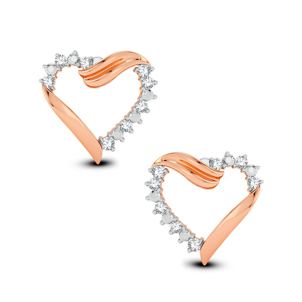 Romantic 10k Rose Gold Lab Diamond Stud Earrings for Women