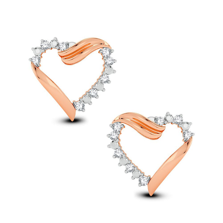 Romantic 10k Rose Gold Lab Diamond Stud Earrings for Women