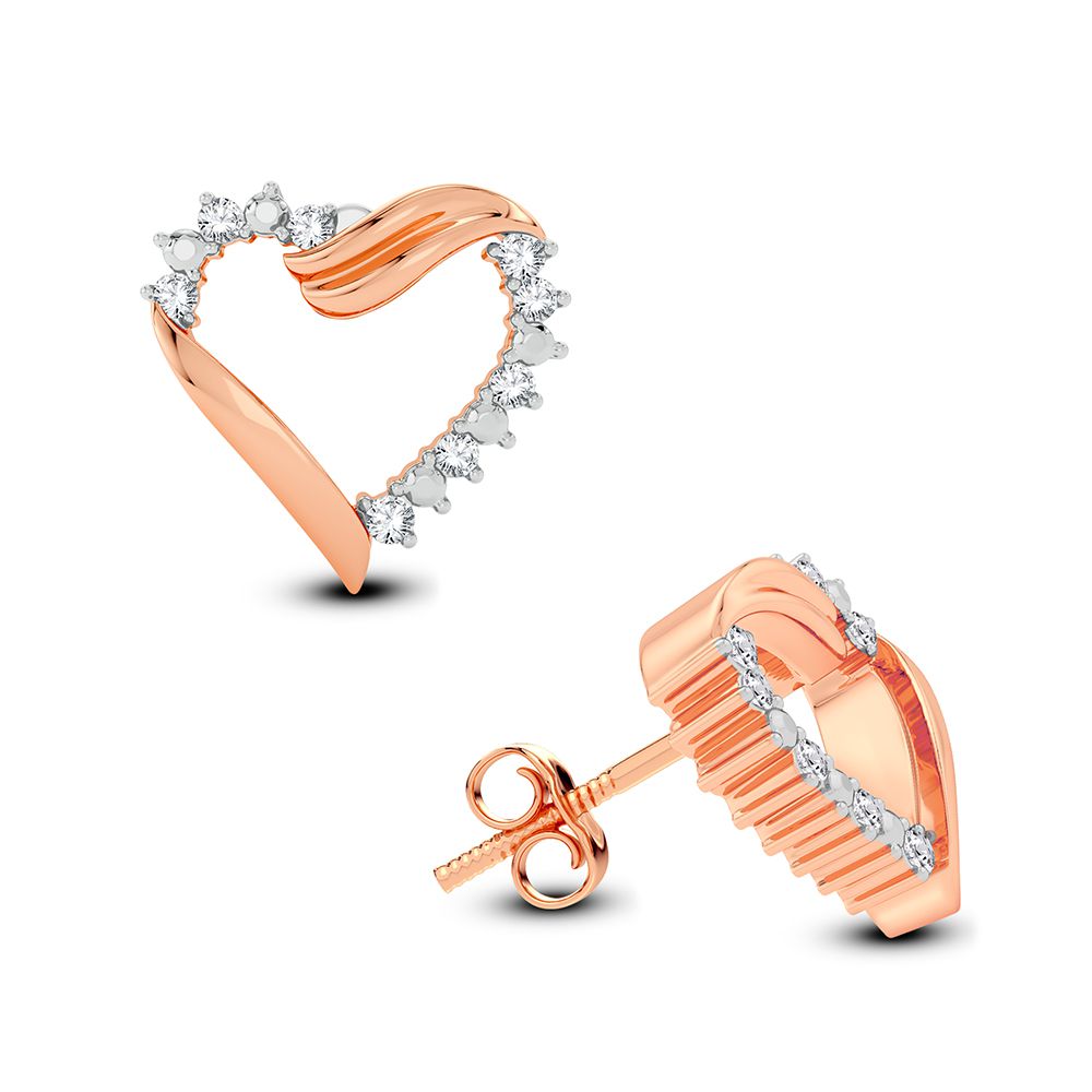 Romantic 10k Rose Gold Lab Diamond Stud Earrings for Women