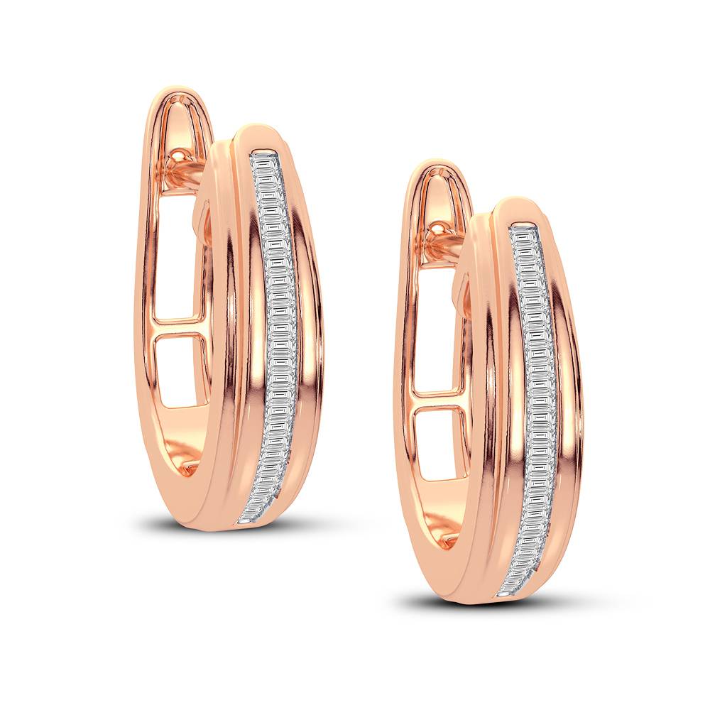 10k Rose Gold Lab Diamond Hoop Earrings - Chic Sparkle