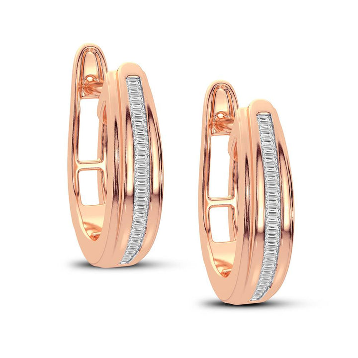 10k Rose Gold Lab Diamond Hoop Earrings - Chic Sparkle