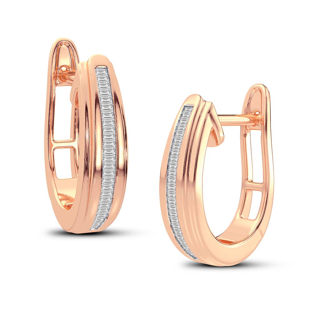 10k Rose Gold Lab Diamond Hoop Earrings - Chic Sparkle