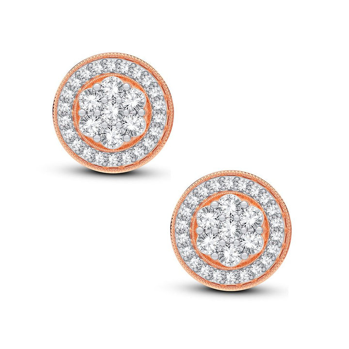 Romantic Rose Gold 1CT Lab Diamond Stud Earrings for Her