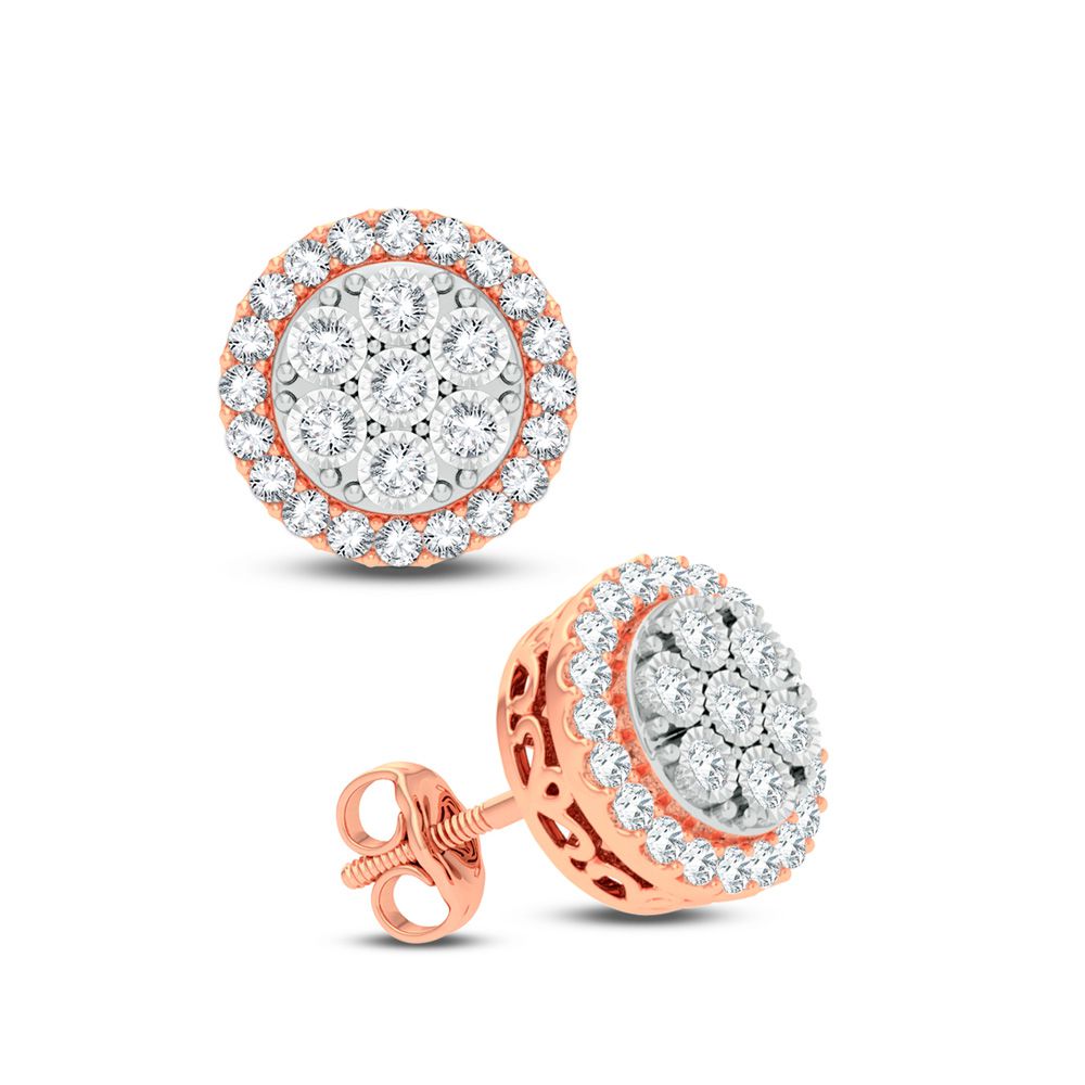 14K Rose Gold 1.00CT Diamond Stud Earrings