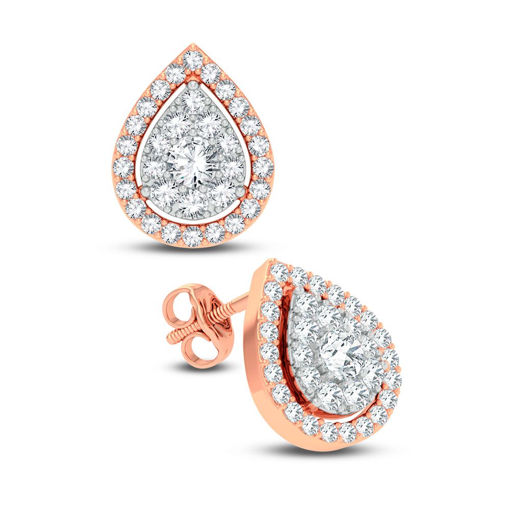 14k Rose Gold Lab Grown Diamond Stud Earrings - Chic Sparkle