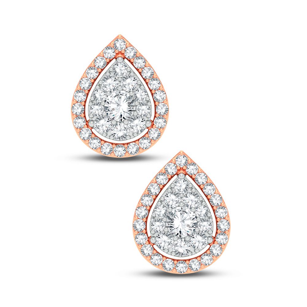14k Rose Gold Lab Grown Diamond Stud Earrings - Chic Sparkle
