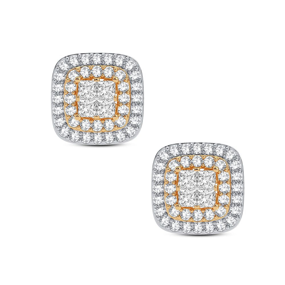 14k Yellow Gold Lab Diamond Stud Earrings - Chic Elegance