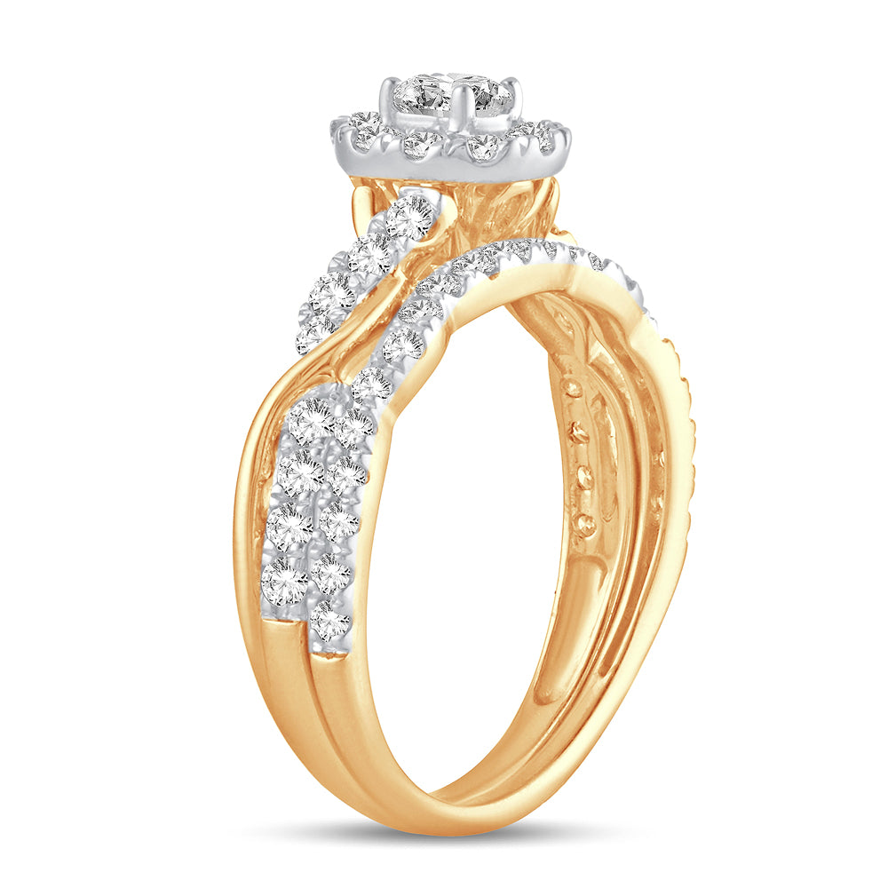 14k Yellow Gold 1CT Lab Diamond Fancy Cut Bridal Ring