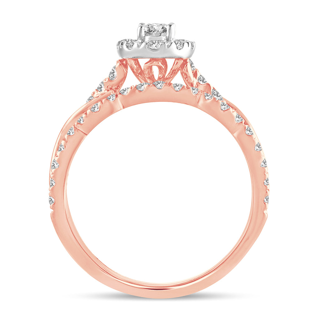 14k Rose Gold 1CT Lab Diamond Fancy Cut Engagement Ring