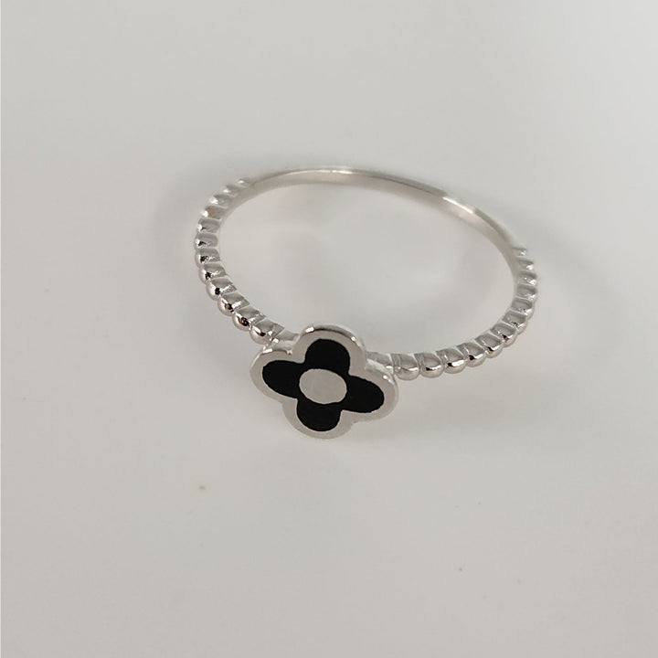 925 Sterling Silver Triple Layer Clover Ring set size 6