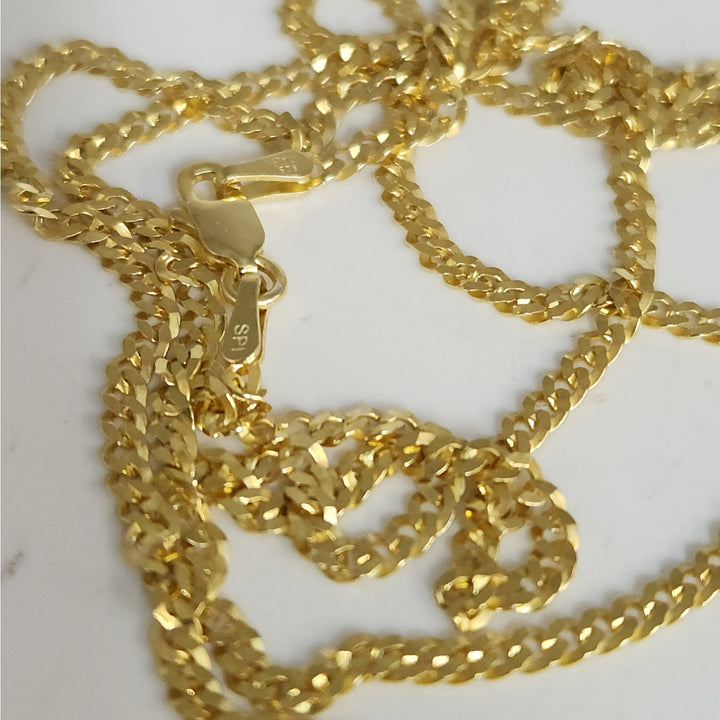 925 sterling Silver Gold -Tone Cuban Link Necklace  24"