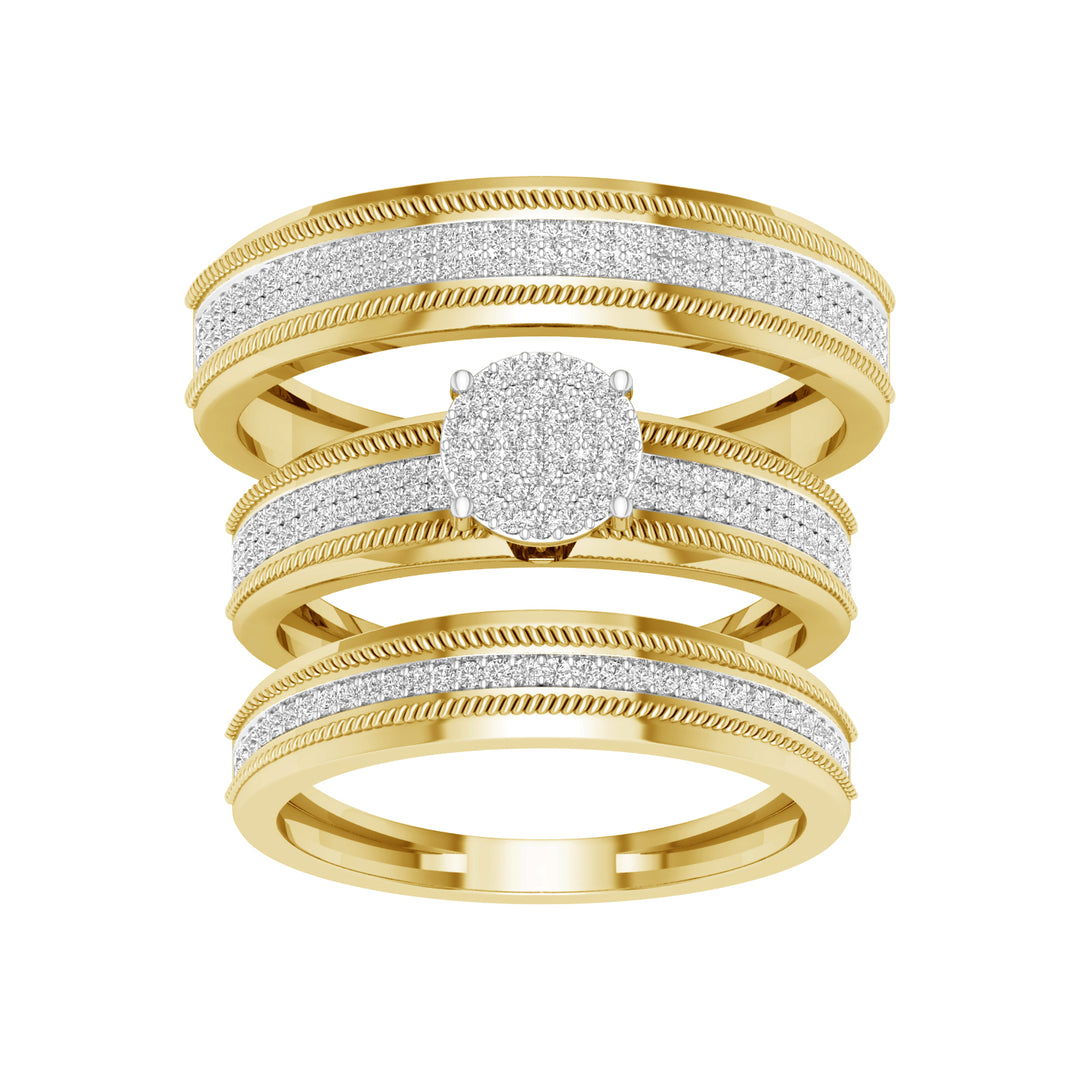 10k Yellow Gold 0.60ct Lab Diamond Trio Wedding Set