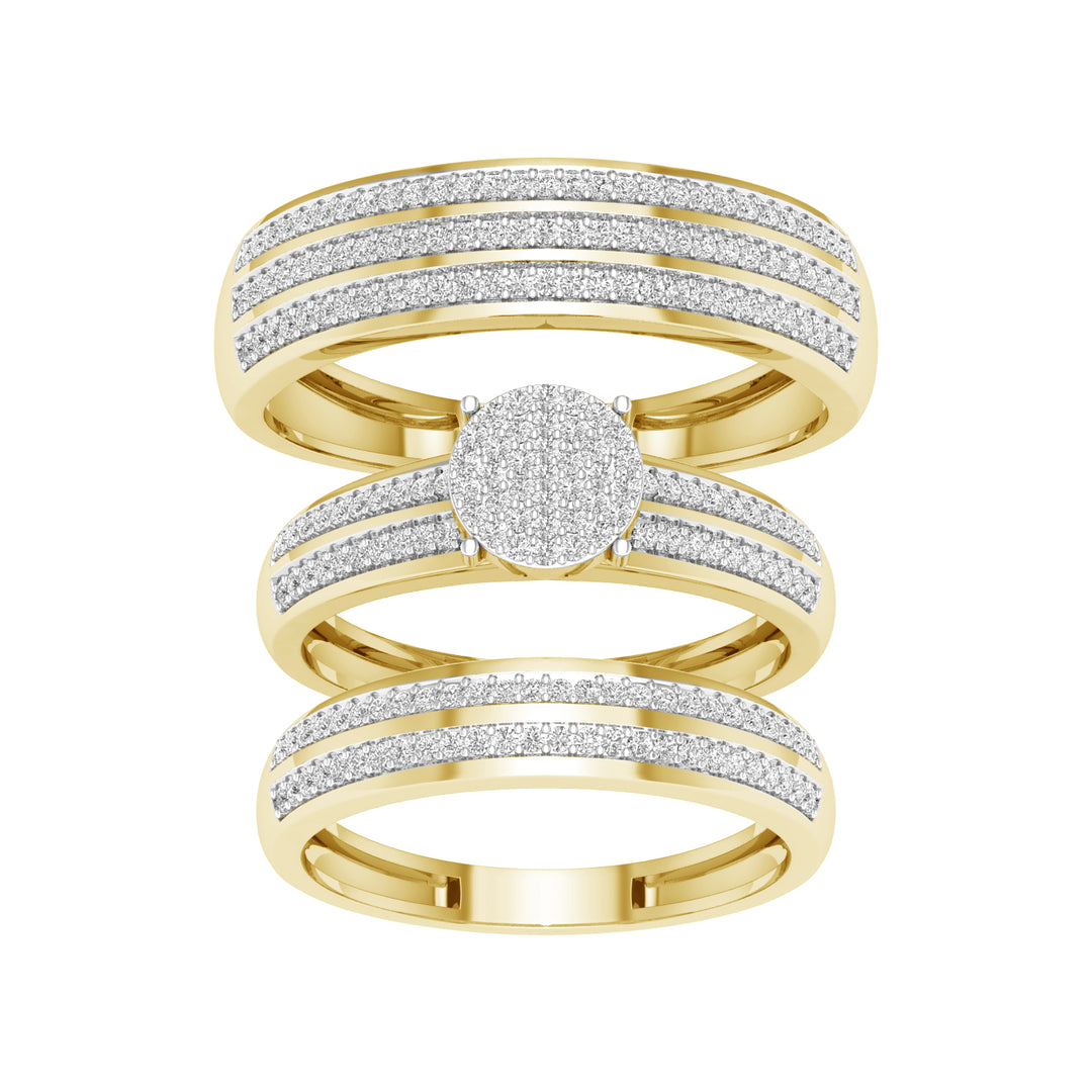 10k Yellow Gold 0.75ct Lab Diamond Trio Wedding Set