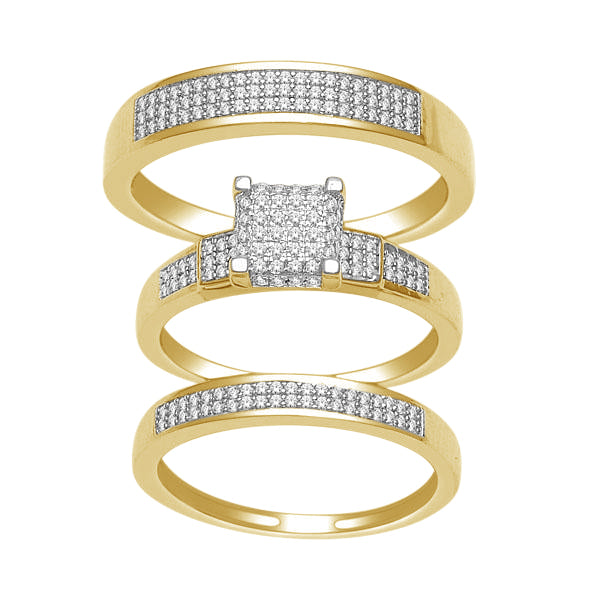 10k Yellow Gold 0.50ct Lab Diamond Trio Wedding Set