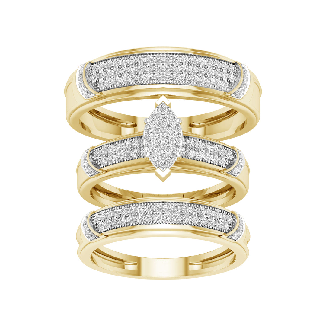 10k Yellow Gold 0.50ct Lab Diamond Trio Wedding Set