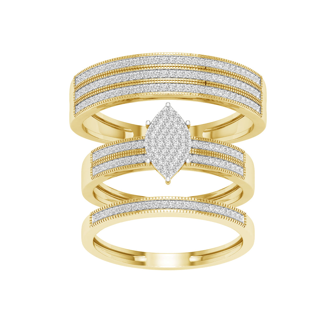 10k Yellow Gold 0.50ct Lab Diamond Trio Wedding Set for Her