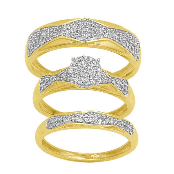 10k Yellow Gold 0.50ct Lab Diamond Trio Wedding Set