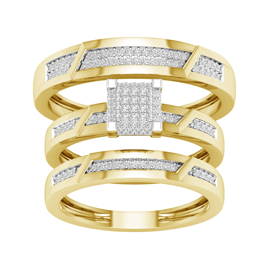 10k Yellow Gold Lab Diamond Trio Wedding Ring Set