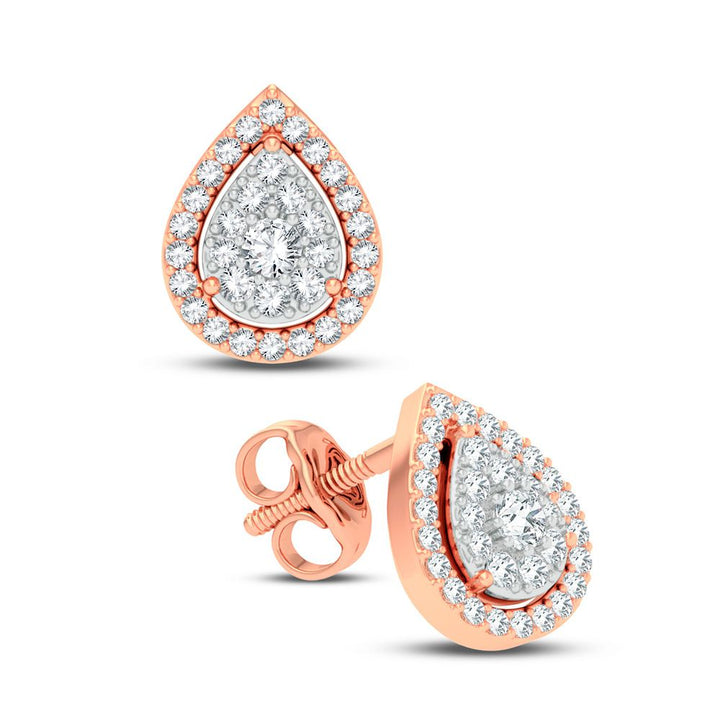 Romantic 14k Rose Gold Lab Diamond Stud Earrings - 0.25CT