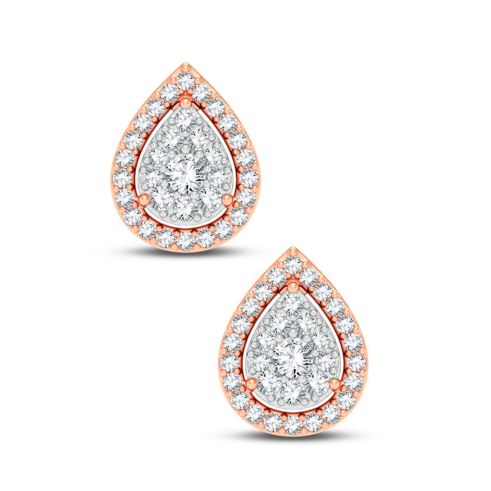 Romantic 14k Rose Gold Lab Diamond Stud Earrings - 0.25CT
