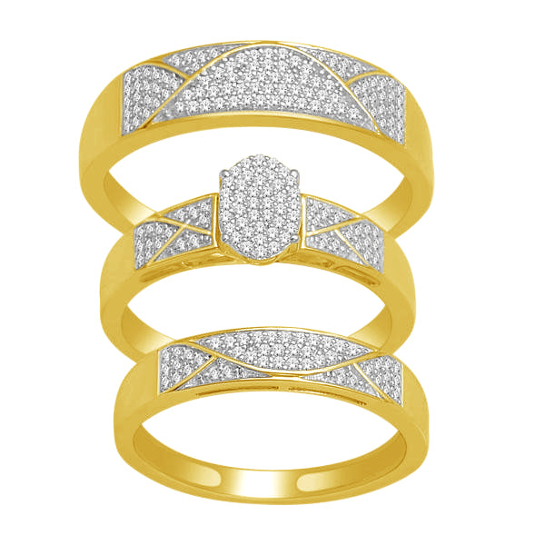 10k Yellow Gold 0.50ct Lab Diamond Trio Wedding Set