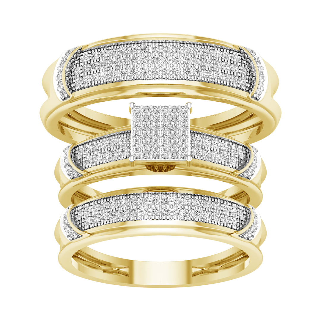 10k Yellow Gold 0.50ct Lab Diamond Trio Wedding Set