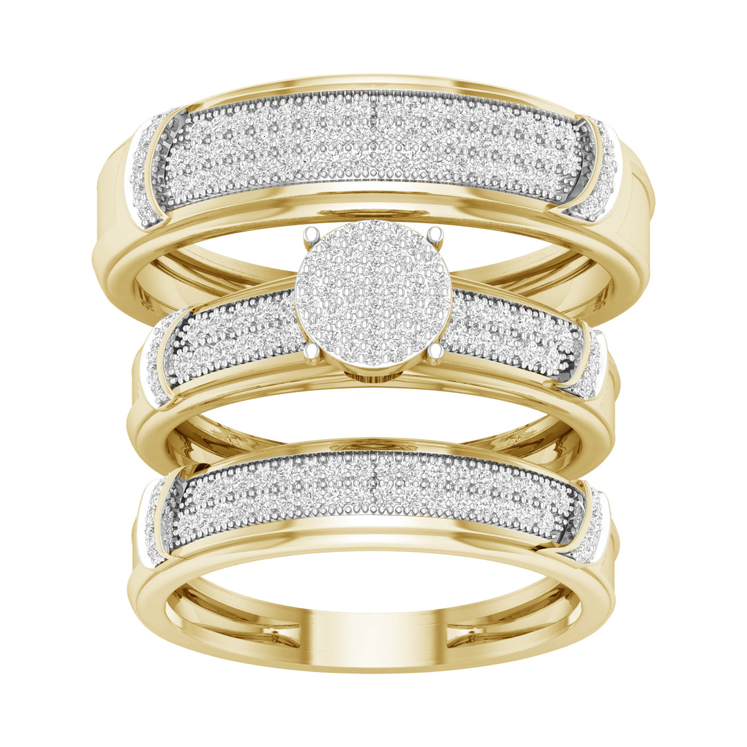 10k Yellow Gold 0.50ct Lab Diamond Womens Trio Wedding Set