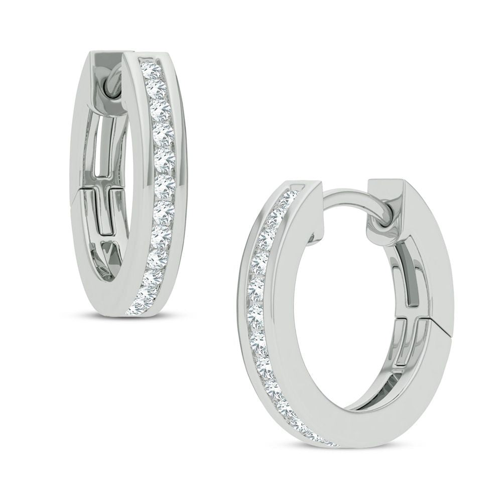 Chic 14k White Gold Diamond Accent Hoop Earrings