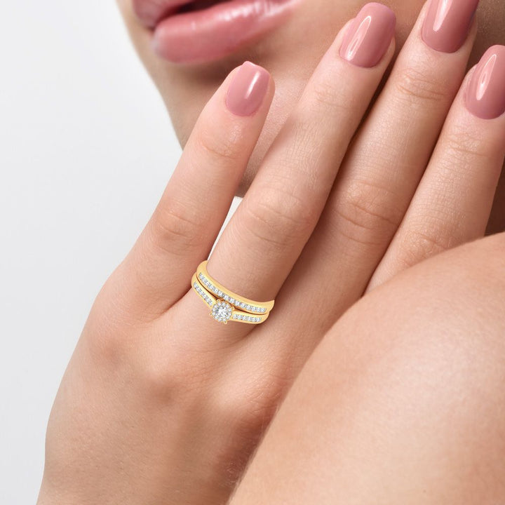 10k Yellow Gold 0.53ct Lab Diamond Bridal Ring for Her
