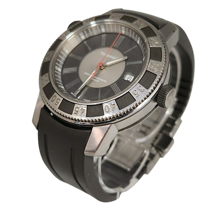 Tiffany & Co. T-57 Automatic Chronometer Stainless Steel & Rubber Strap Watch