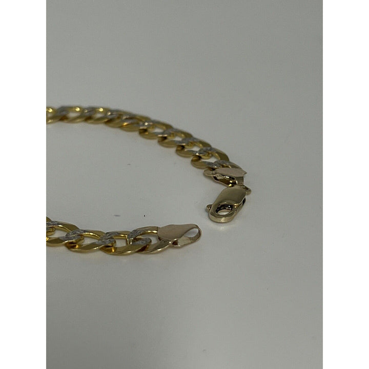 Beautiful 10k Two-Tone Gold Diamond Cut Cuban Link Bracelet 11.5g