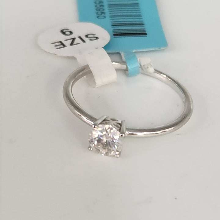 0.6 CTW Moissanite Solitaire Sterling Silver Ring size 9