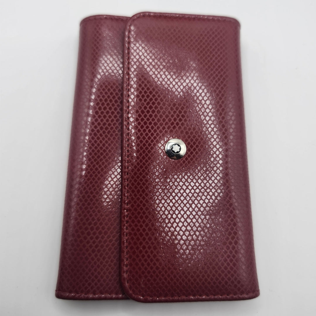 Montblanc Burgundy Snakeskin Print Leather 6-Ring Key Holder Case Box & Papers