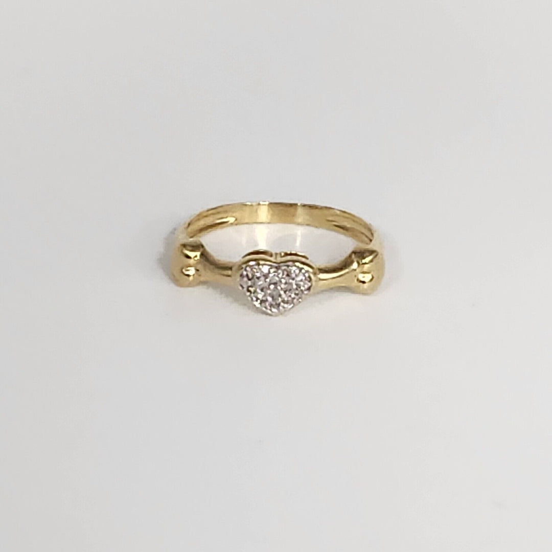 18k Yellow Gold Diamond Heart Ring Size 6.75