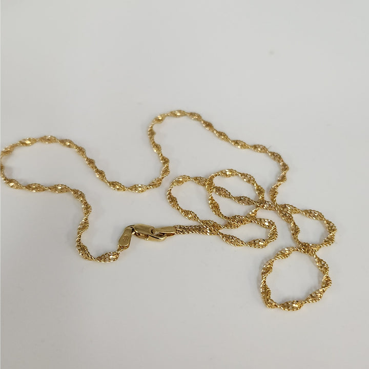 14k Yellow Gold Diamond-Cut Rope Chain Necklace Twisted Textured Design 18"