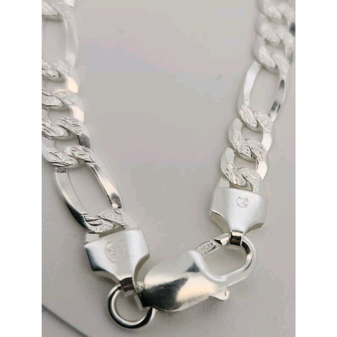 925 sterling silver figaro chain necklace 24" A+