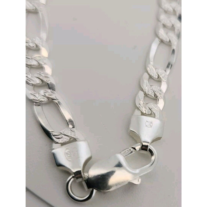 925 sterling silver figaro chain necklace 24" A+